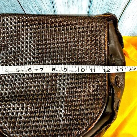 Patricia Nash Leather Woven Large Flap Saddle Crossbody Handbag Boho Purse